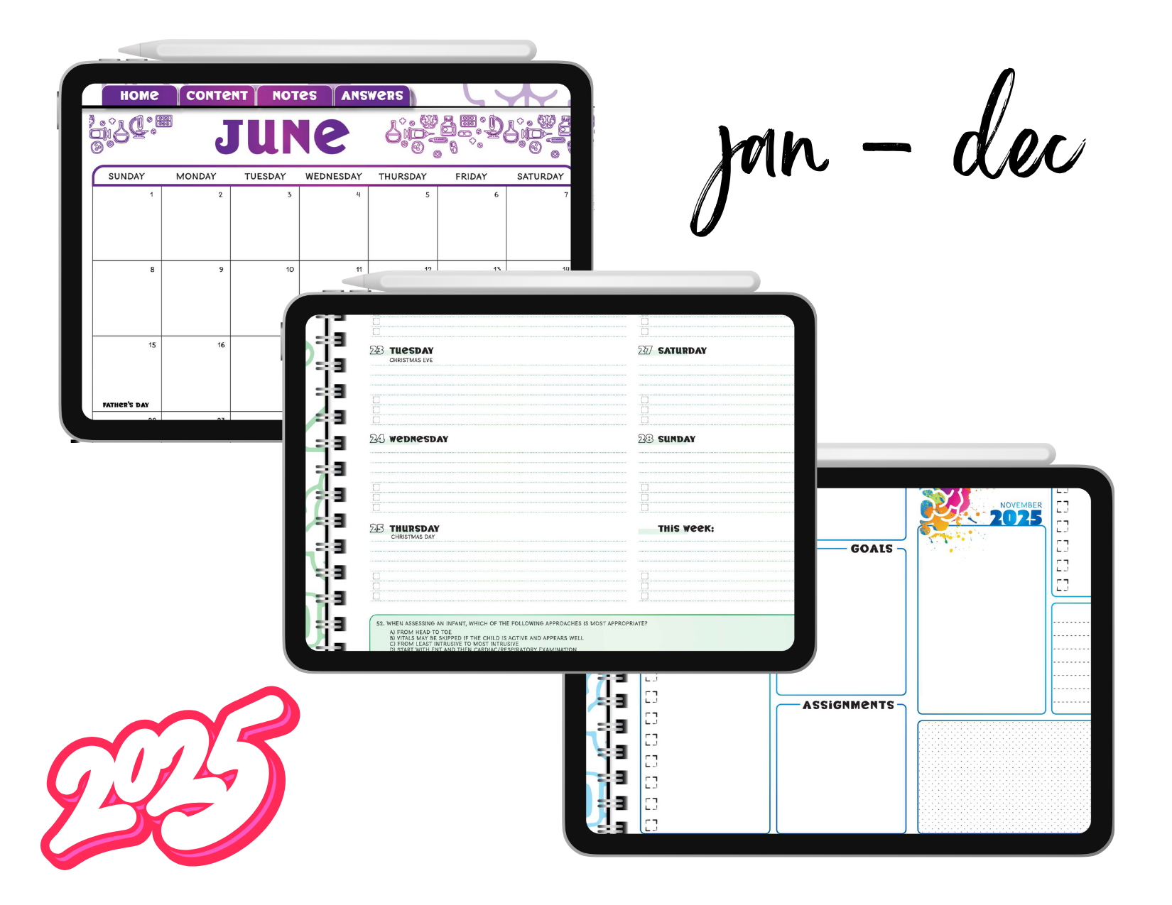 2025 Jan-Dec DIGITAL NURSE Planner 3.0 AND the Nurse Review Content!